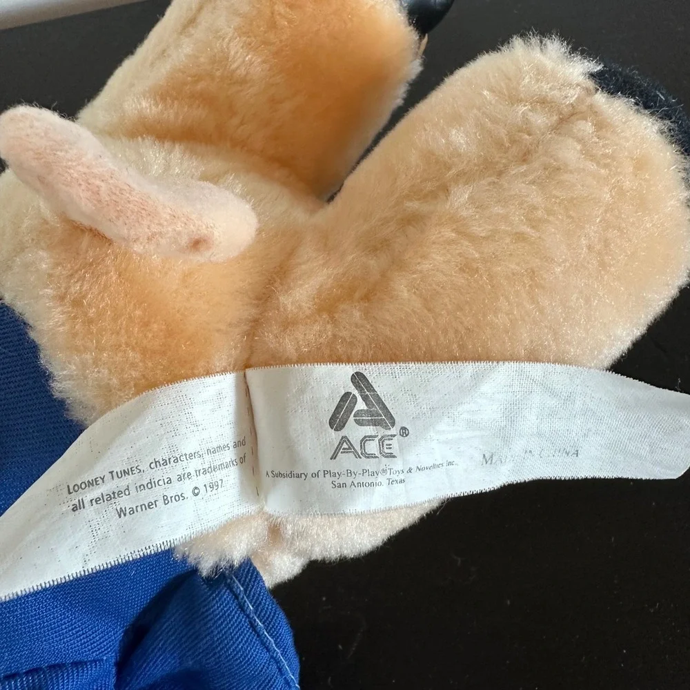 Vintage 1997 Looney Tunes Porky Pig Plush 9 inch ACE Play-By-Play Blue Jacket